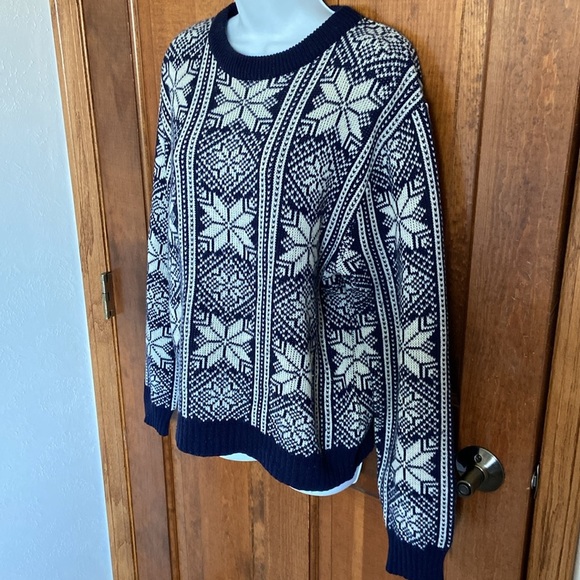 Vintage Steep Slopes Knit Ski Sweater Blue White Size Large Ski Outdoor - Picture 3 of 8